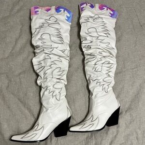 KELSEY-21 - WHITE- THIGH HIGH- BOOTS by CAPE ROBBIN SIZE 9